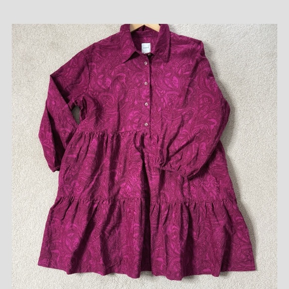 NEW Anthropologie Maeve Bettina Tiered Shirt Dress Brushed Corduroy Button Front - Picture 10 of 16